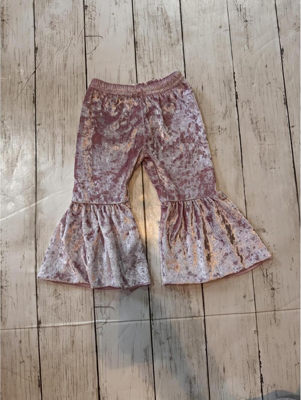 Boutique Pink Velvet Bell Bottom Pants 3-6 Months Retro Boho